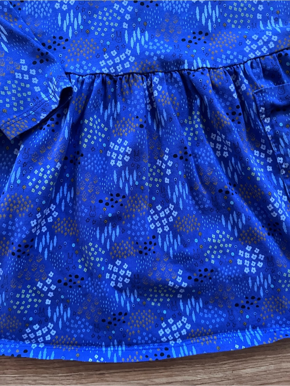 Tea Collection Long Sleeve Blue Patterned Knit Dress - Picture 5 of 5